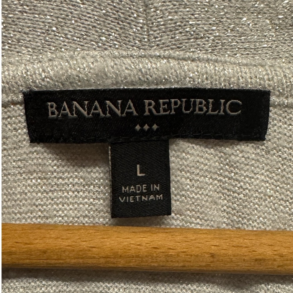Banana Republic Womens Silver Sparkle Knit Wrap Front Long Sleeve Top Size L - Picture 4 of 9